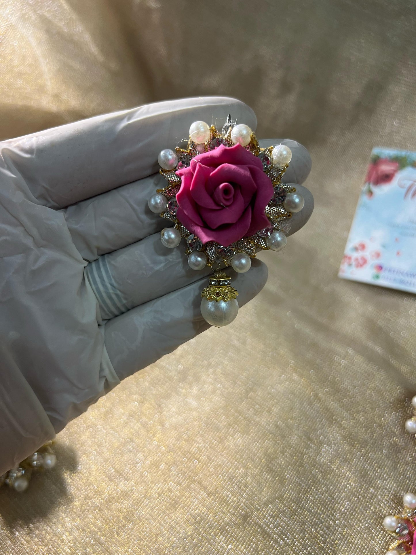 Elegant Rose and Pearl Earrings Set